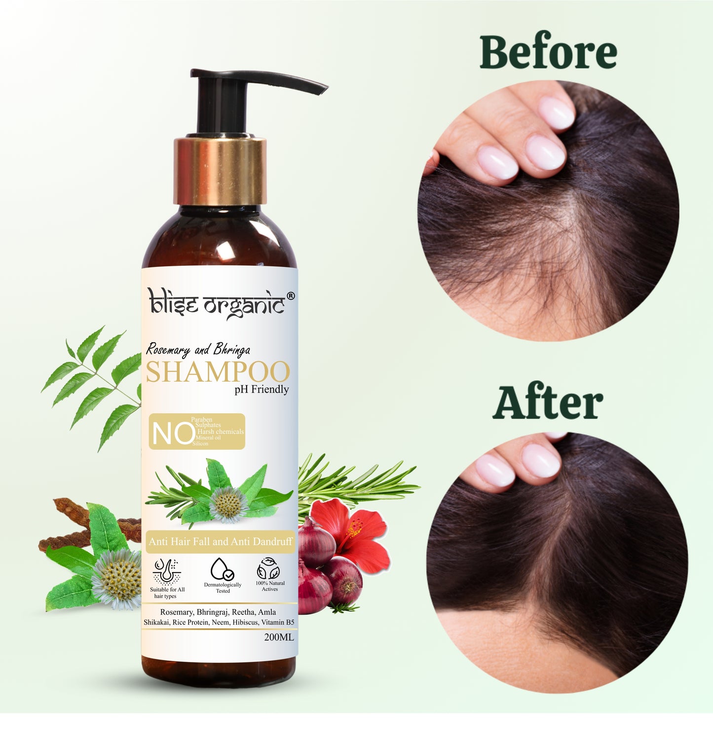 Rosemary and Bhringa Shampoo - For anti hairfall and anti dandruff