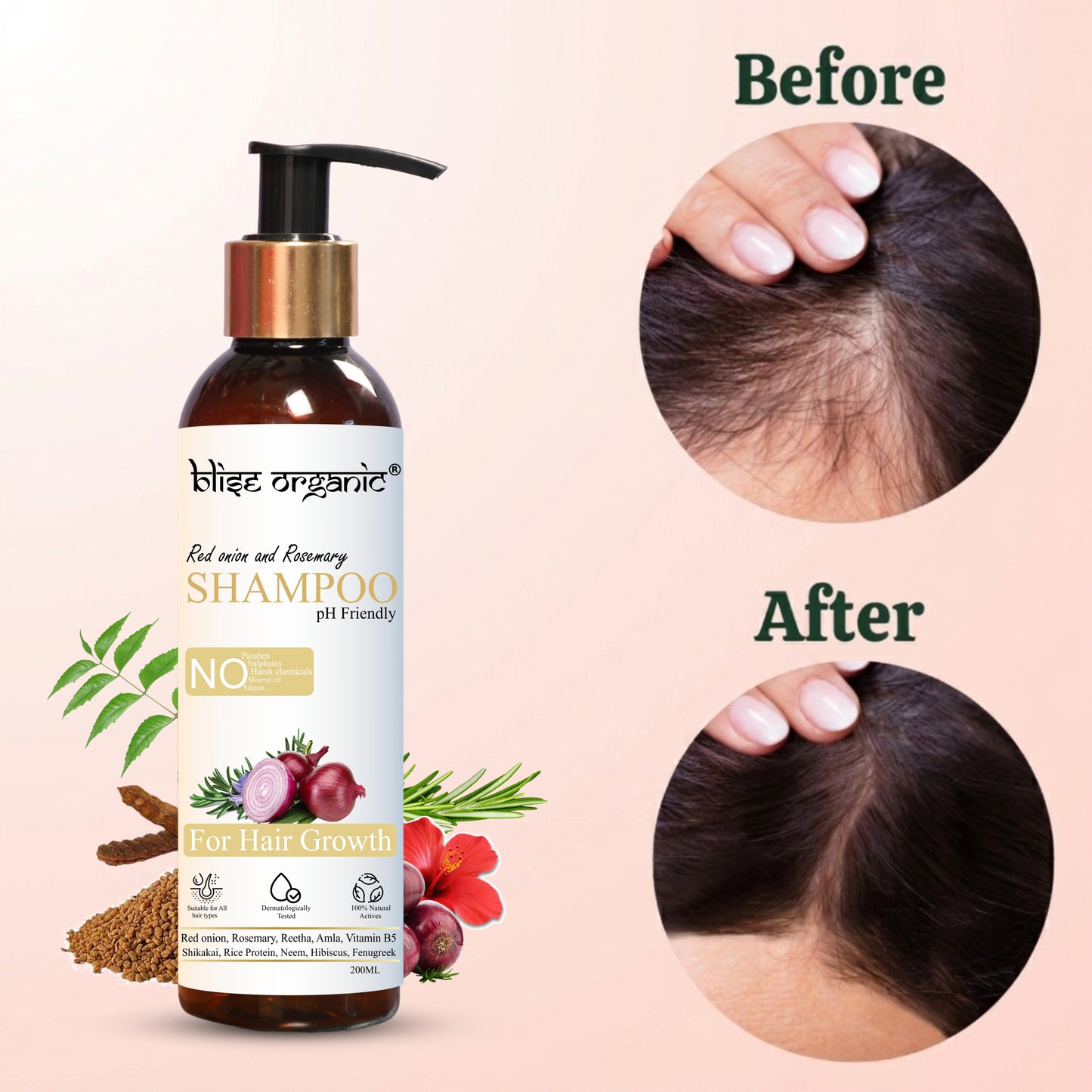 Shampooing oignon rouge et romarin - Pour la croissance des cheveux