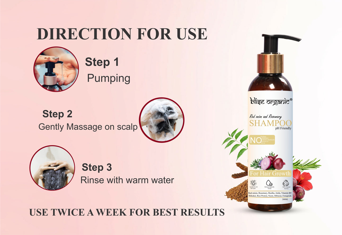 Shampooing oignon rouge et romarin - Pour la croissance des cheveux