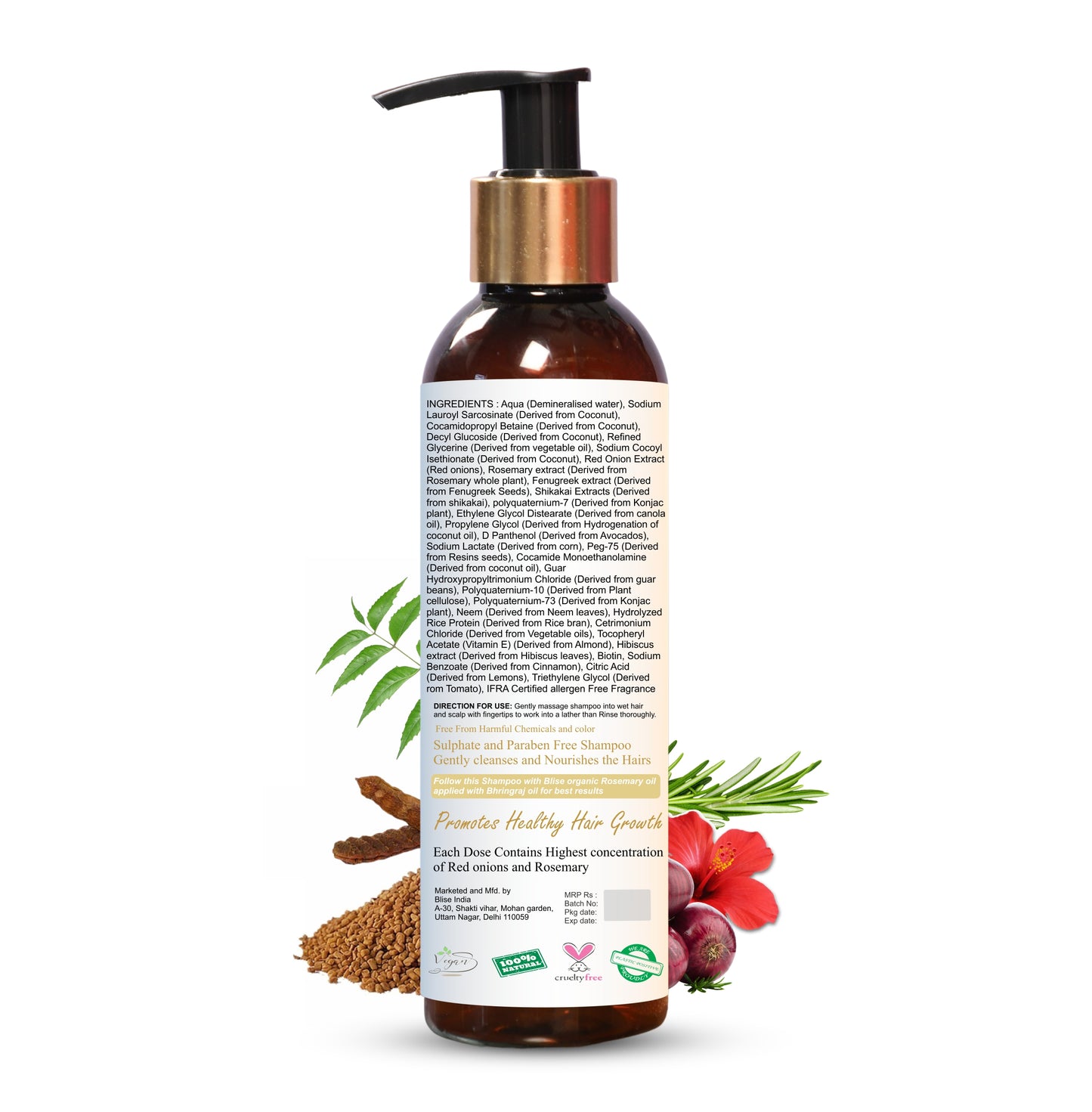 Shampooing oignon rouge et romarin - Pour la croissance des cheveux