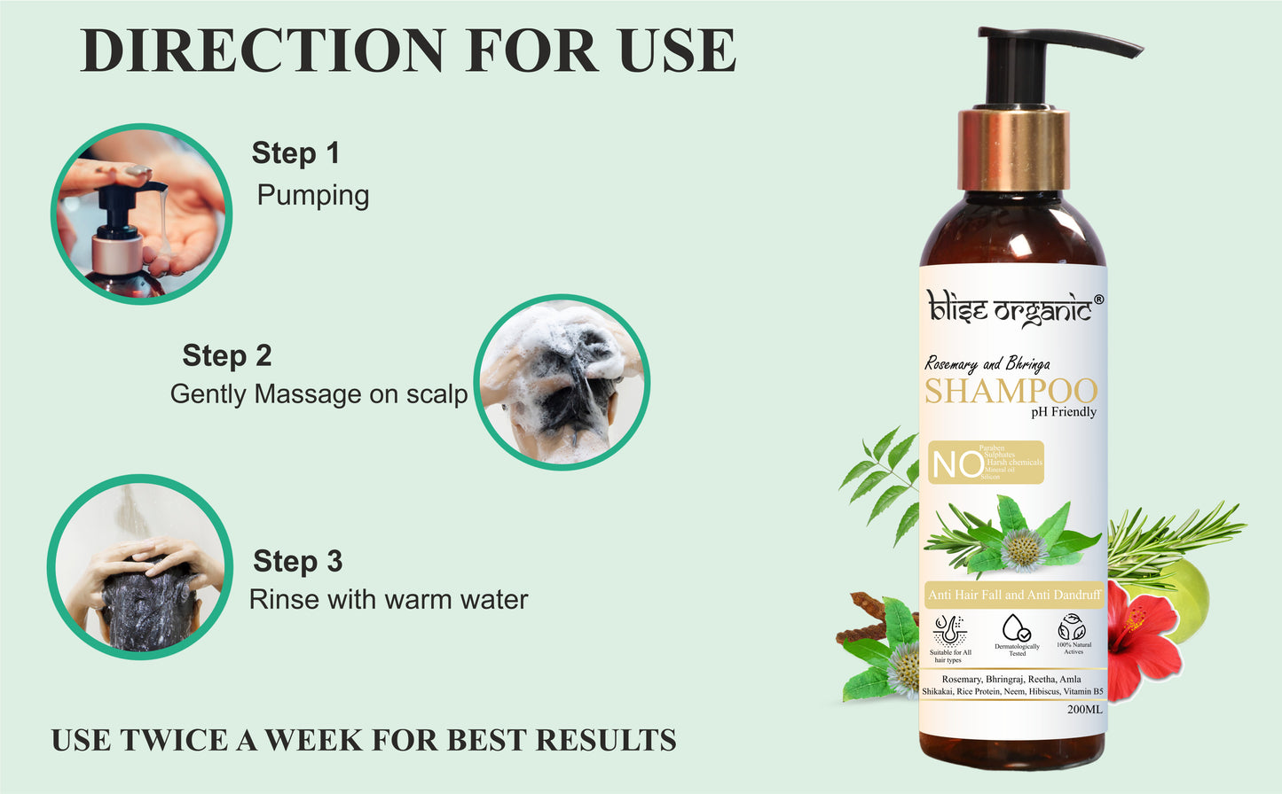Rosemary and Bhringa Shampoo - For anti hairfall and anti dandruff